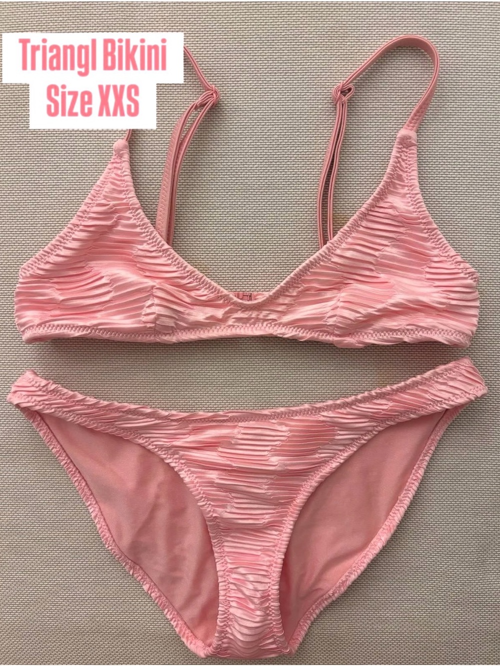 triangl swimwear Pink Ruched Triangle Bikini Set